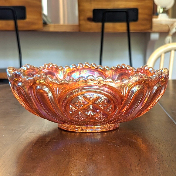 Imperial Carnival Glass Bowl Rubigold Marigold #438 Scalloped Sawtooth Vintage - Picture 4 of 12